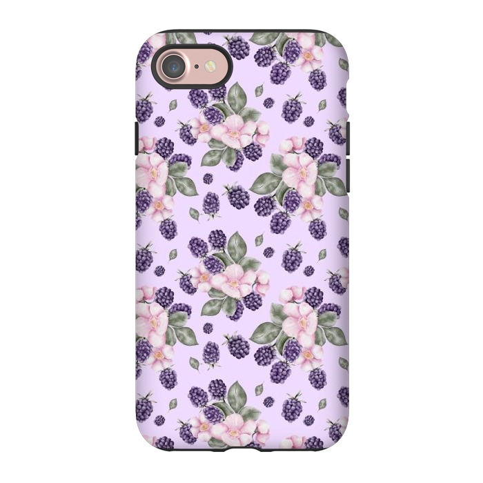 iPhone 7 StrongFit Berries and flowers, light purple by Flowery Stories