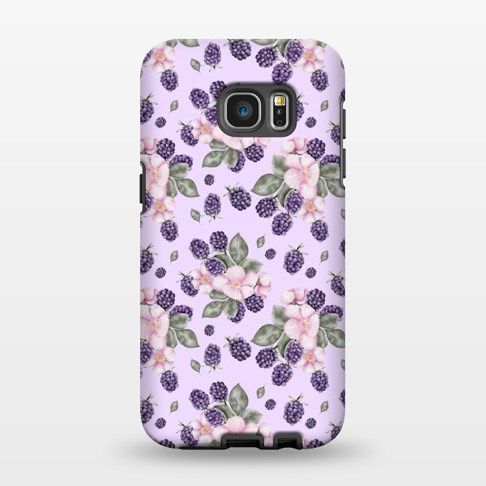Galaxy S7 EDGE StrongFit Berries and flowers, light purple by Flowery Stories