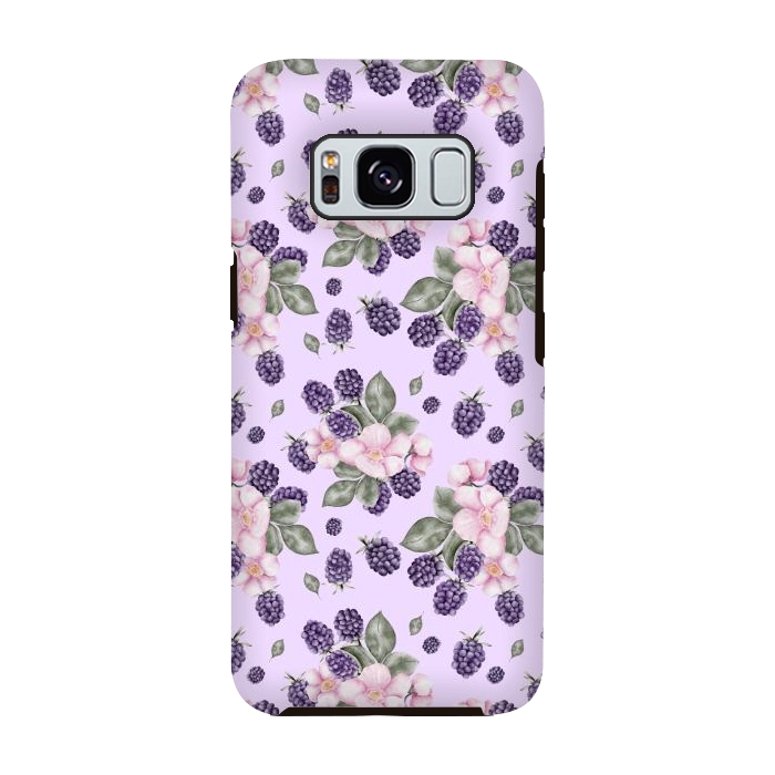 Galaxy S8 StrongFit Berries and flowers, light purple by Flowery Stories