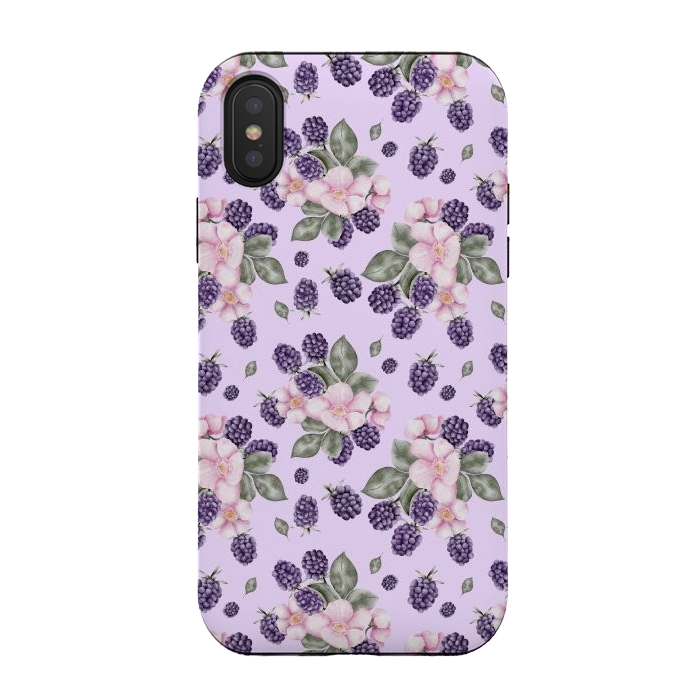 iPhone Xs / X StrongFit Berries and flowers, light purple by Flowery Stories
