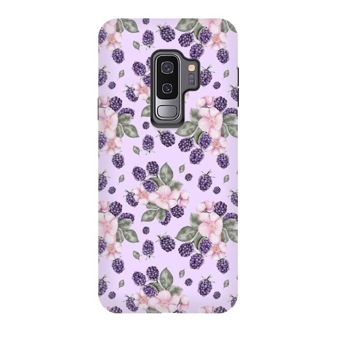 Galaxy S9 plus StrongFit Berries and flowers, light purple by Flowery Stories