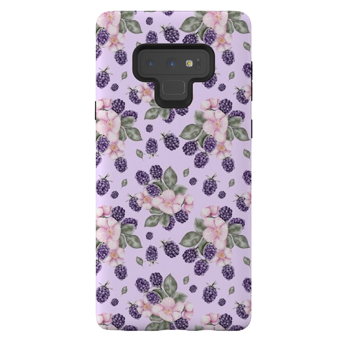 Galaxy Note 9 StrongFit Berries and flowers, light purple by Flowery Stories