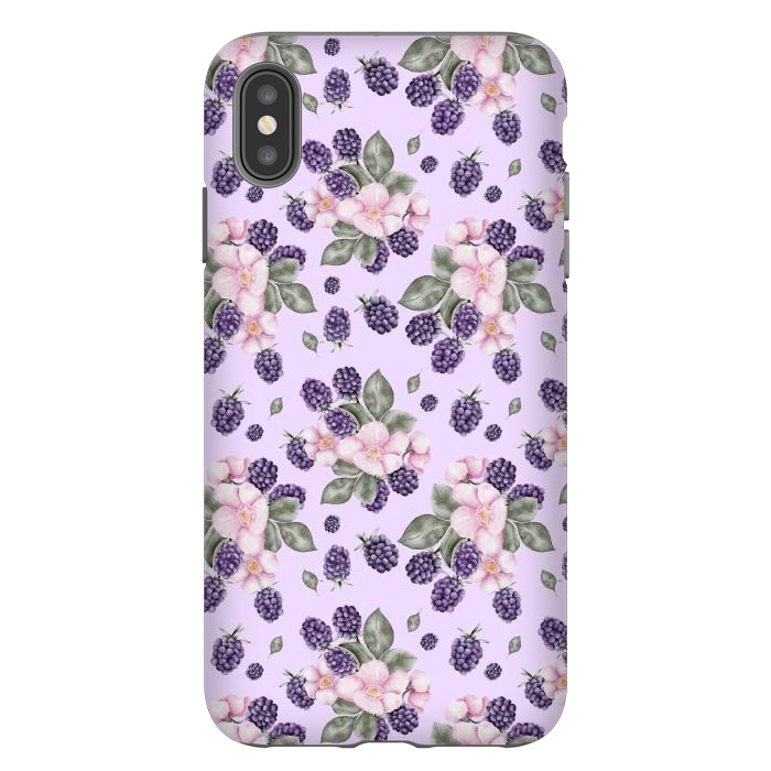 iPhone Xs Max StrongFit Berries and flowers, light purple by Flowery Stories