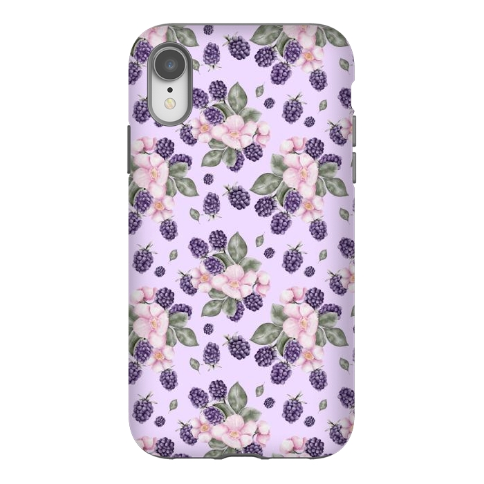 iPhone Xr StrongFit Berries and flowers, light purple by Flowery Stories