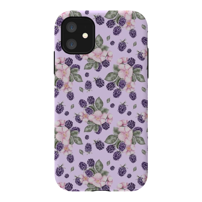 iPhone 11 StrongFit Berries and flowers, light purple by Flowery Stories