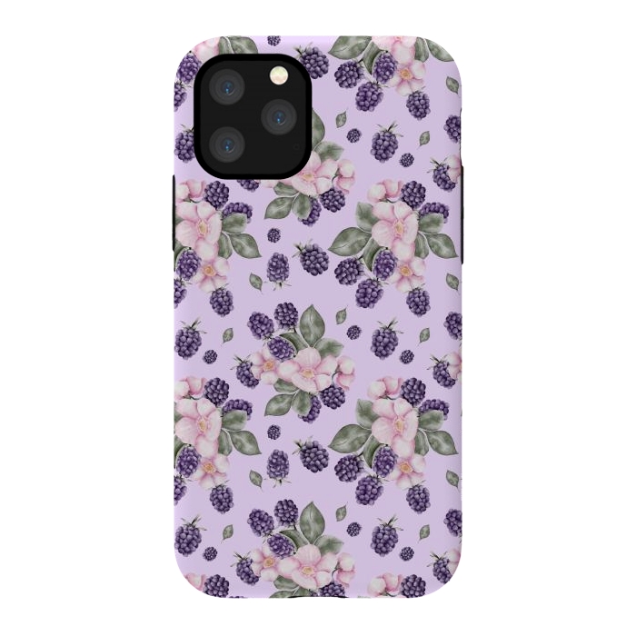 iPhone 11 Pro StrongFit Berries and flowers, light purple by Flowery Stories