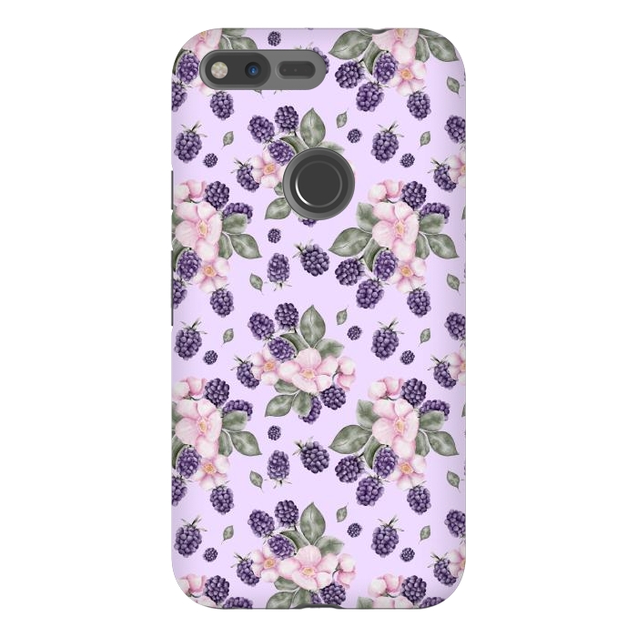 Pixel XL StrongFit Berries and flowers, light purple by Flowery Stories