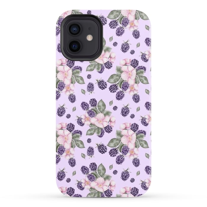 iPhone 12 StrongFit Berries and flowers, light purple by Flowery Stories