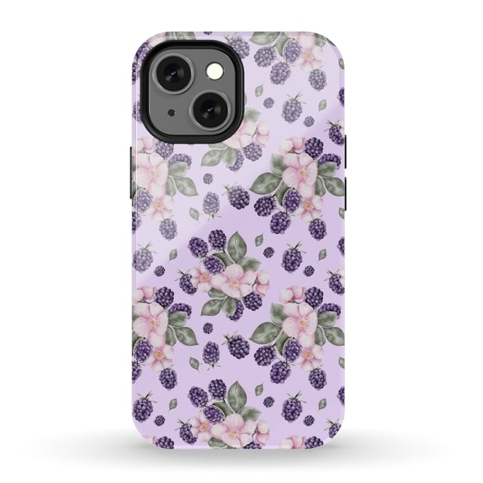 iPhone 13 mini StrongFit Berries and flowers, light purple by Flowery Stories