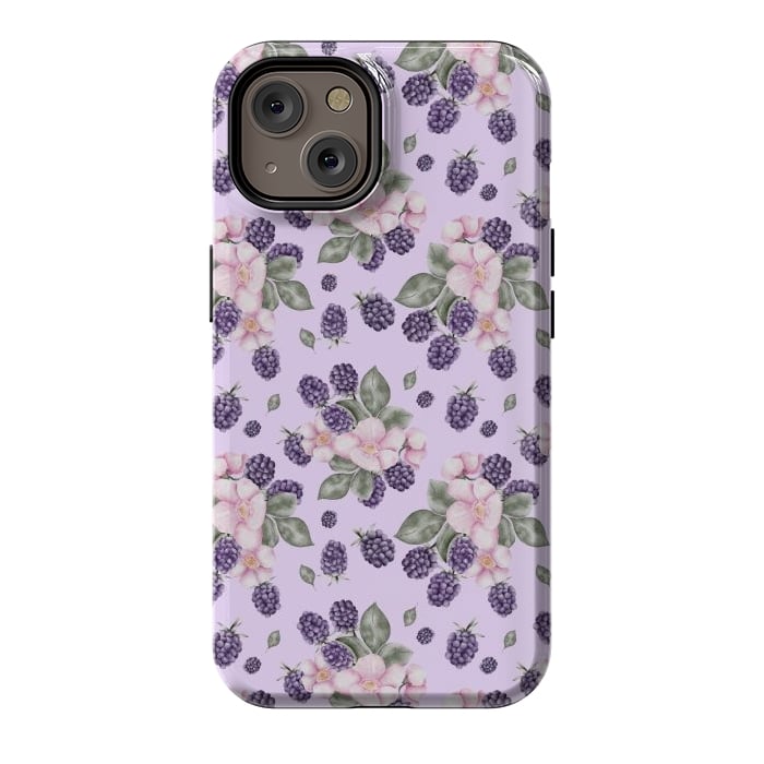 iPhone 14 StrongFit Berries and flowers, light purple by Flowery Stories