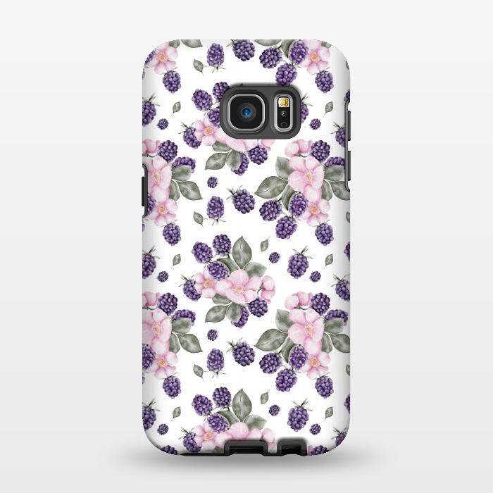 Galaxy S7 EDGE StrongFit Berries and flowers, white by Flowery Stories