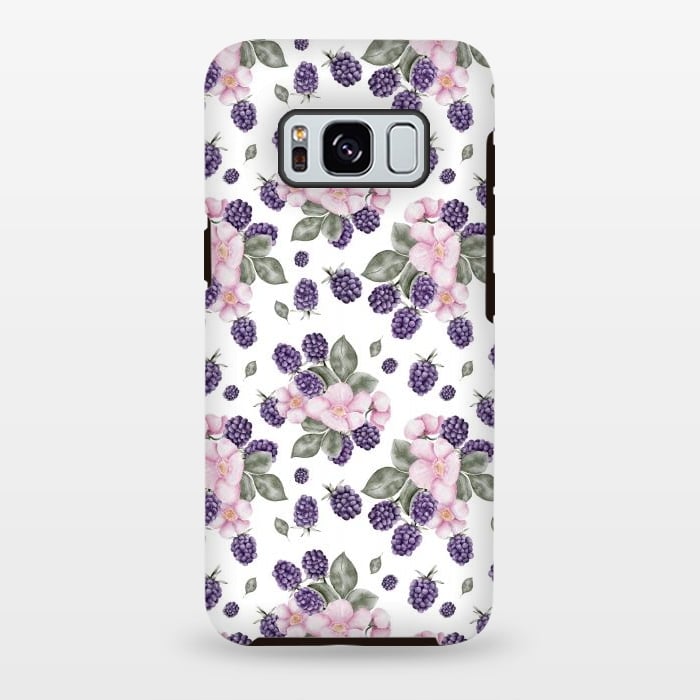 Galaxy S8 plus StrongFit Berries and flowers, white by Flowery Stories