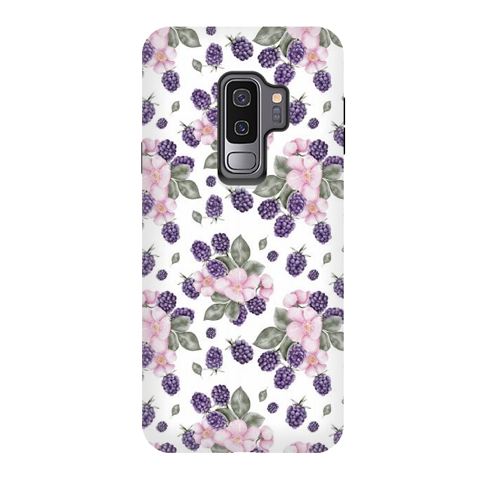 Galaxy S9 plus StrongFit Berries and flowers, white by Flowery Stories
