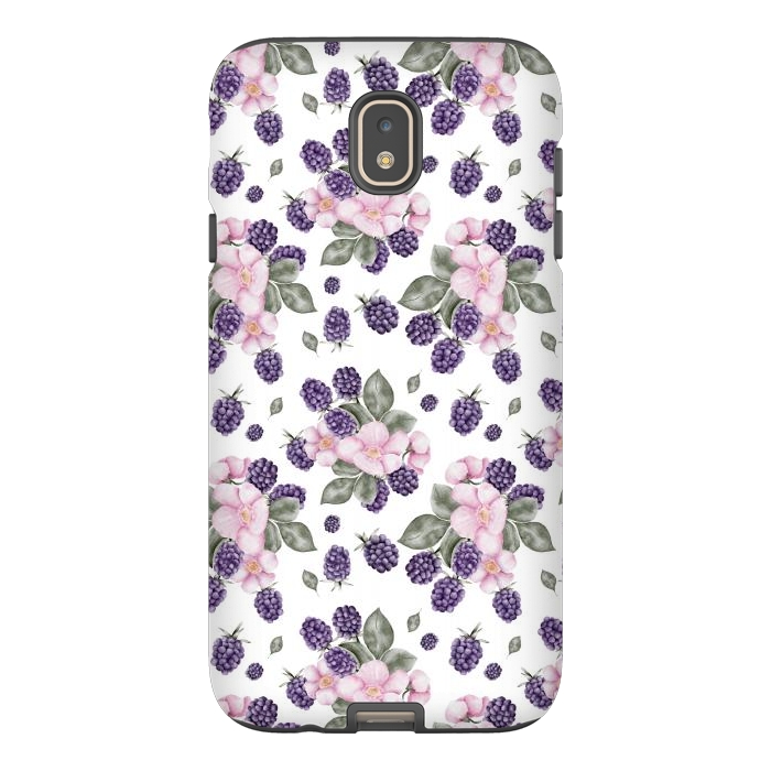 Galaxy J7 StrongFit Berries and flowers, white by Flowery Stories