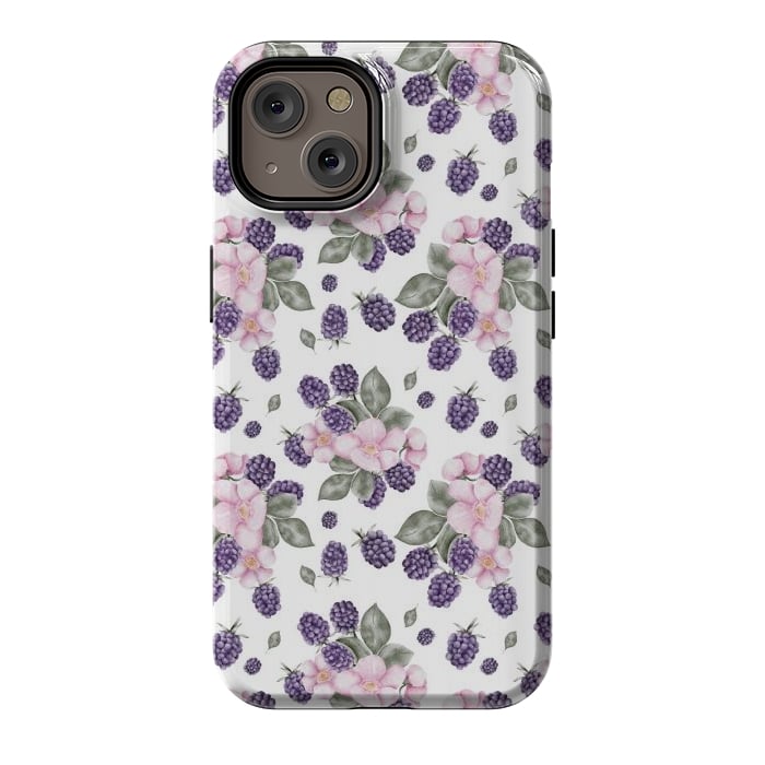 iPhone 14 StrongFit Berries and flowers, white by Flowery Stories