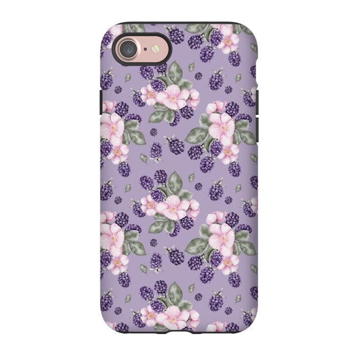 iPhone 7 StrongFit Berries and flowers, dark purple by Flowery Stories