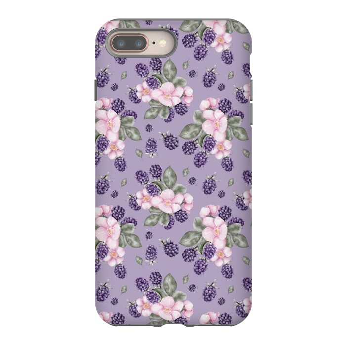 iPhone 7 plus StrongFit Berries and flowers, dark purple by Flowery Stories