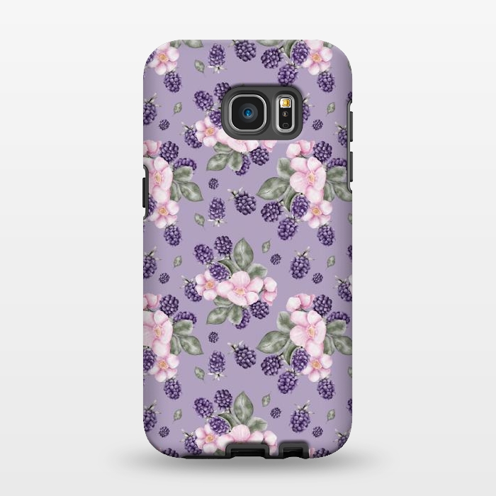 Galaxy S7 EDGE StrongFit Berries and flowers, dark purple by Flowery Stories