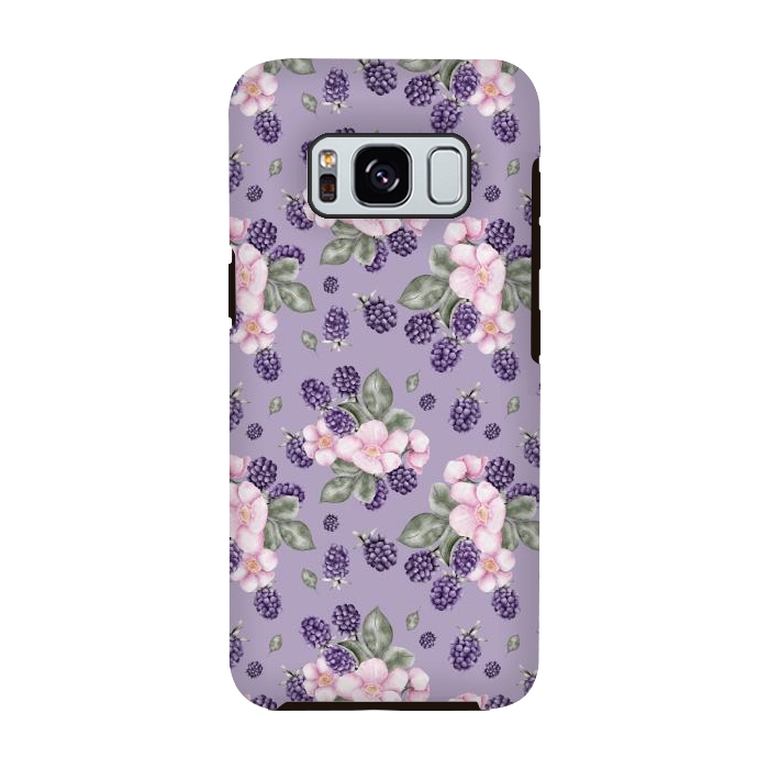 Galaxy S8 StrongFit Berries and flowers, dark purple by Flowery Stories
