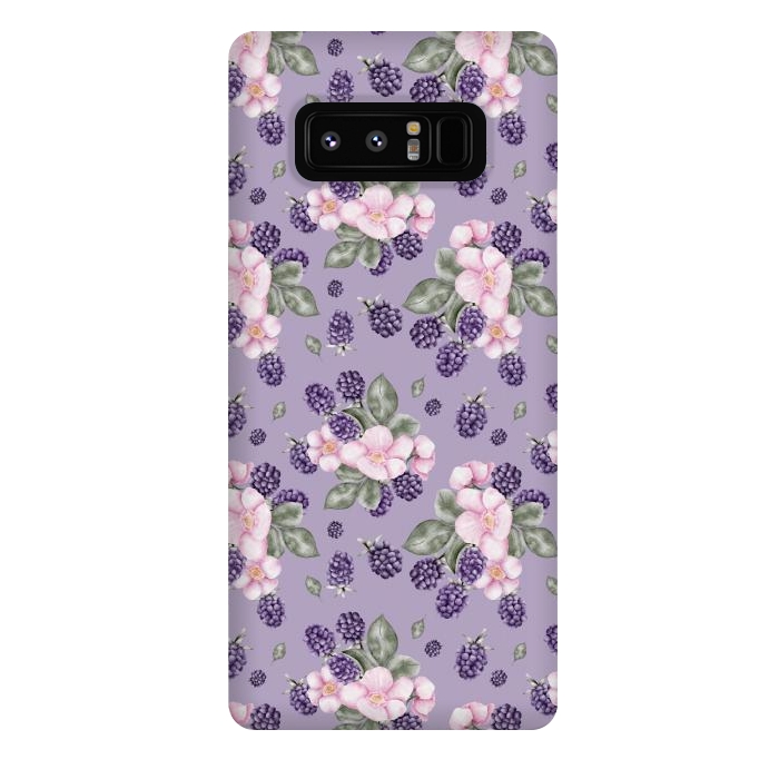 Galaxy Note 8 StrongFit Berries and flowers, dark purple by Flowery Stories