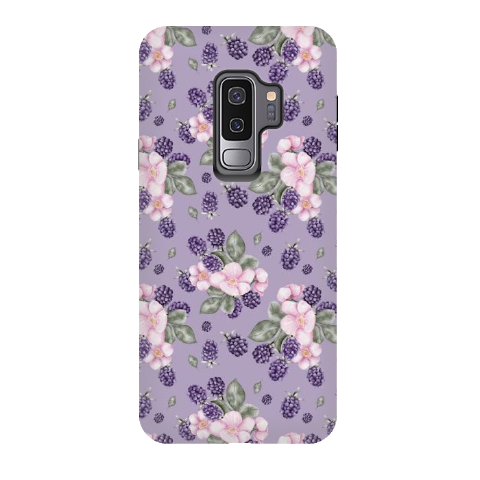 Galaxy S9 plus StrongFit Berries and flowers, dark purple by Flowery Stories