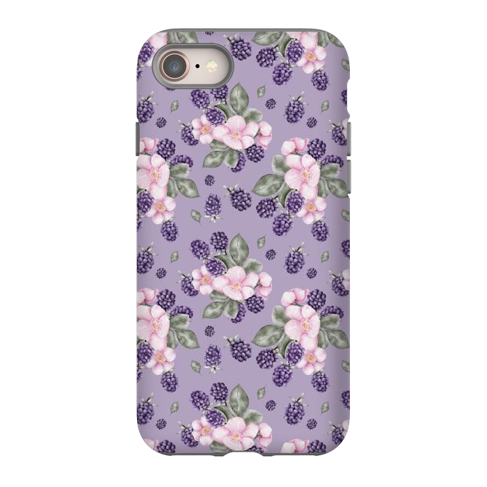 iPhone 8 StrongFit Berries and flowers, dark purple by Flowery Stories