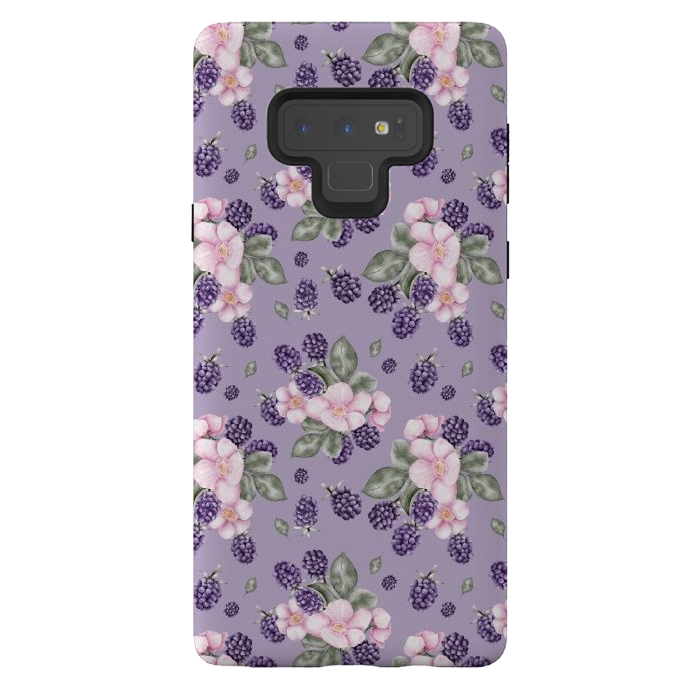 Galaxy Note 9 StrongFit Berries and flowers, dark purple by Flowery Stories