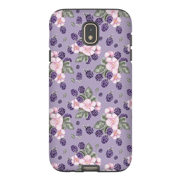 Galaxy J7 StrongFit Berries and flowers, dark purple by Flowery Stories
