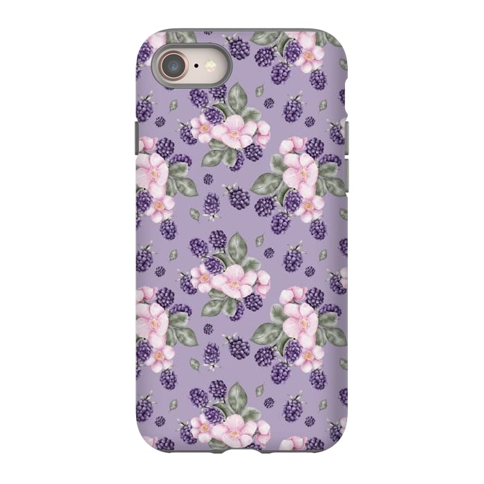 iPhone SE StrongFit Berries and flowers, dark purple by Flowery Stories