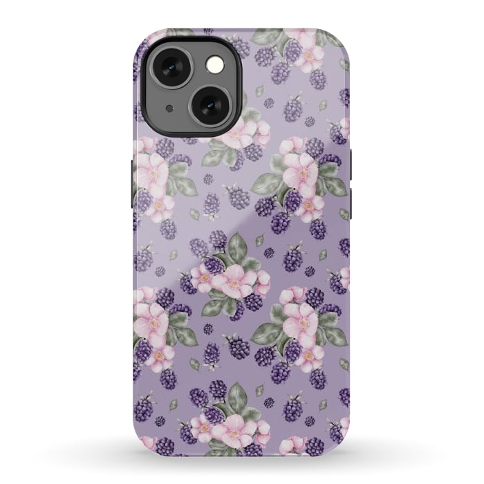 iPhone 13 StrongFit Berries and flowers, dark purple by Flowery Stories