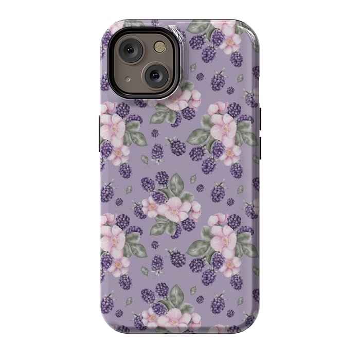 iPhone 14 StrongFit Berries and flowers, dark purple by Flowery Stories