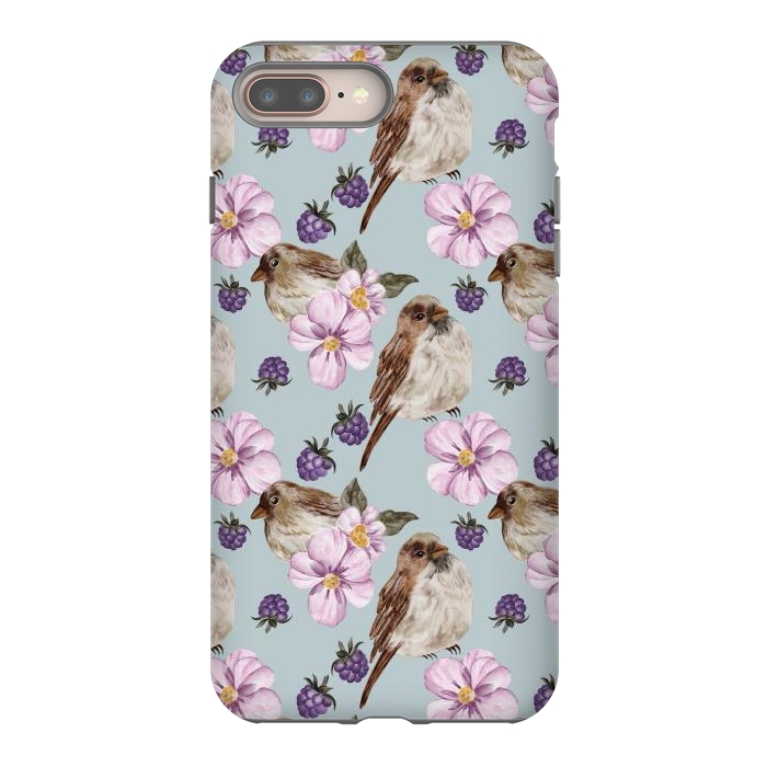 iPhone 7 plus StrongFit Lovely birds, blue by Flowery Stories