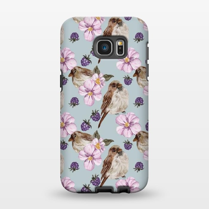 Galaxy S7 EDGE StrongFit Lovely birds, blue by Flowery Stories