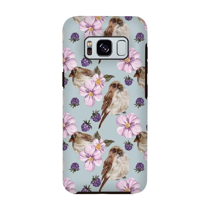 Galaxy S8 StrongFit Lovely birds, blue by Flowery Stories