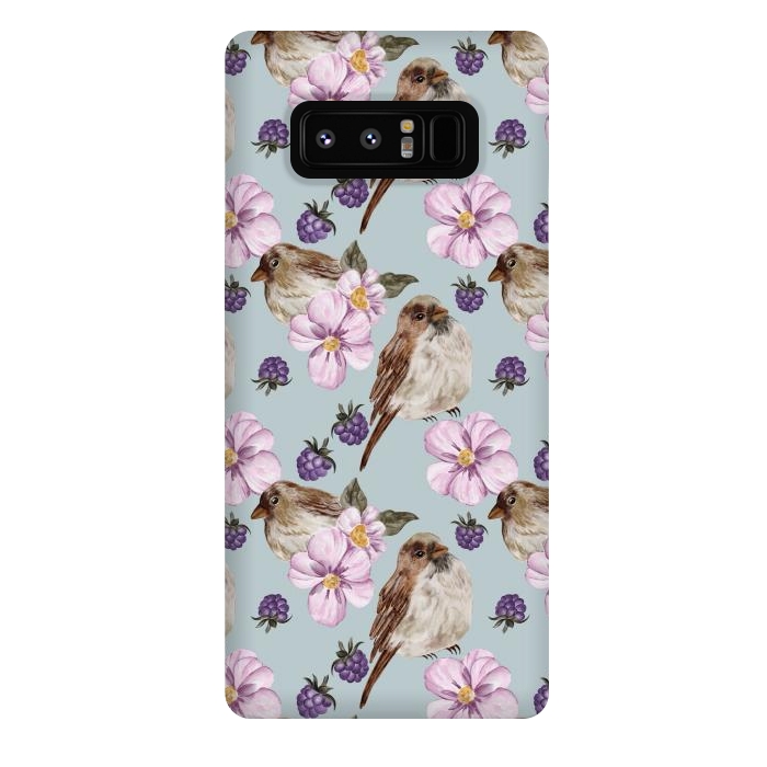 Galaxy Note 8 StrongFit Lovely birds, blue by Flowery Stories