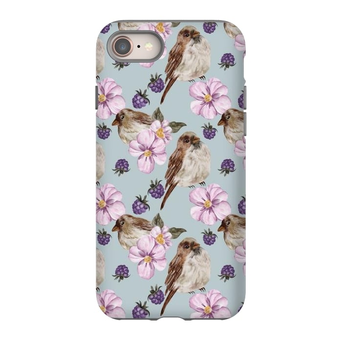 iPhone 8 StrongFit Lovely birds, blue by Flowery Stories
