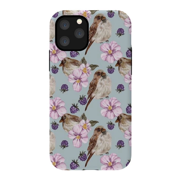 iPhone 11 Pro StrongFit Lovely birds, blue by Flowery Stories