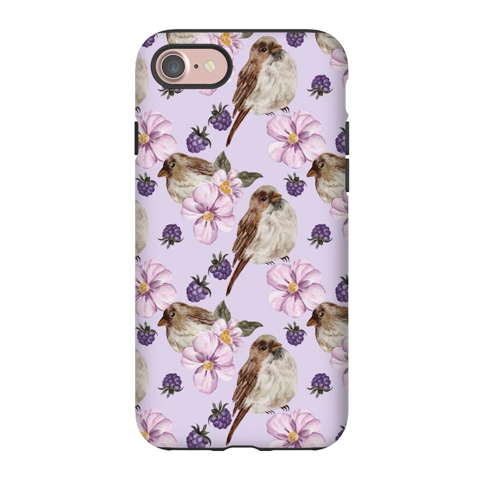 iPhone 7 StrongFit Lovely birds, light purple by Flowery Stories