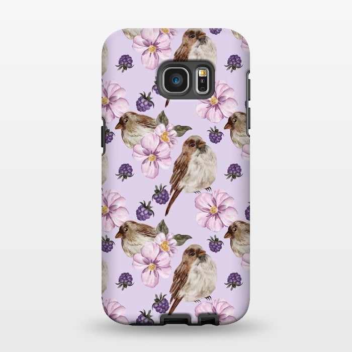 Galaxy S7 EDGE StrongFit Lovely birds, light purple by Flowery Stories