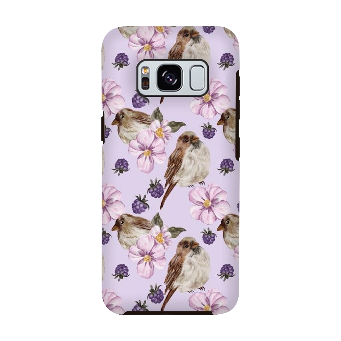 Galaxy S8 StrongFit Lovely birds, light purple by Flowery Stories