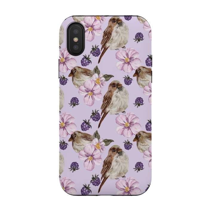 iPhone Xs / X StrongFit Lovely birds, light purple by Flowery Stories