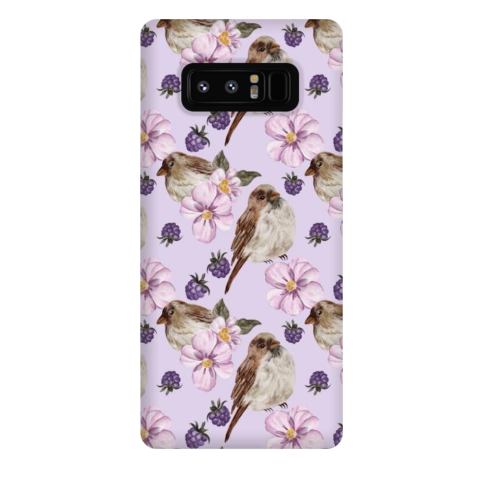 Galaxy Note 8 StrongFit Lovely birds, light purple by Flowery Stories