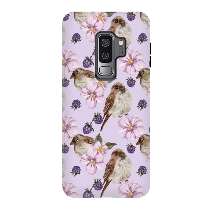 Galaxy S9 plus StrongFit Lovely birds, light purple by Flowery Stories