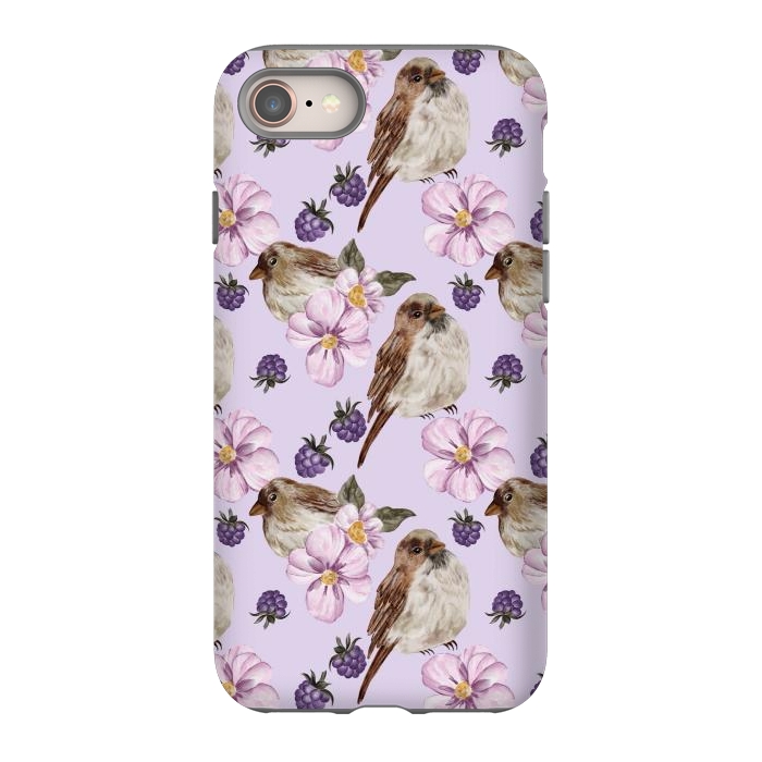 iPhone 8 StrongFit Lovely birds, light purple by Flowery Stories