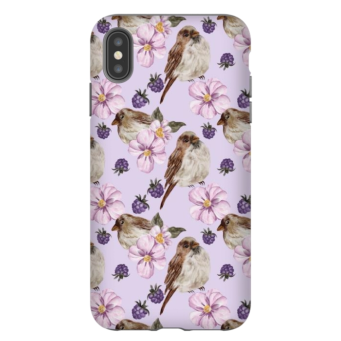 iPhone Xs Max StrongFit Lovely birds, light purple by Flowery Stories