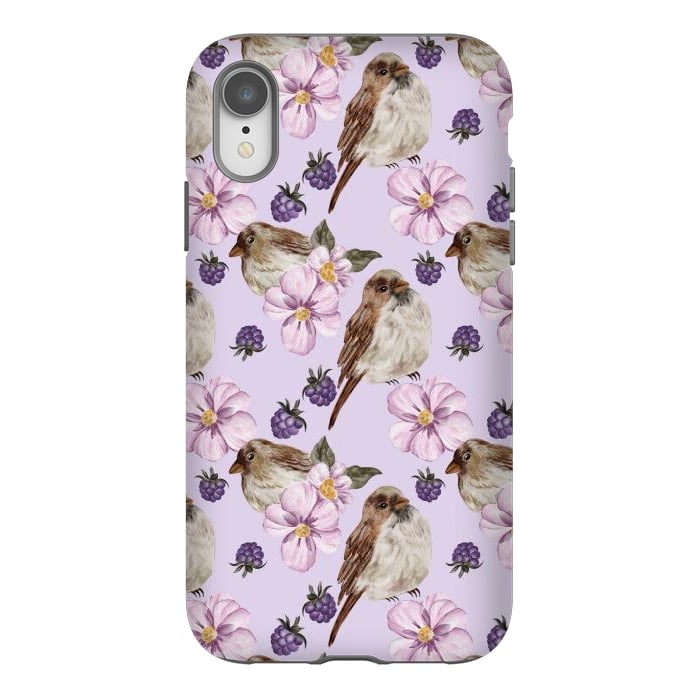 iPhone Xr StrongFit Lovely birds, light purple by Flowery Stories