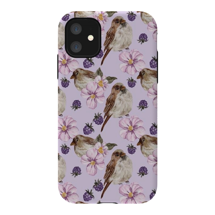 iPhone 11 StrongFit Lovely birds, light purple by Flowery Stories