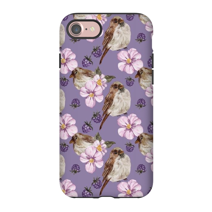 iPhone 7 StrongFit Lovely birds, dark purple by Flowery Stories