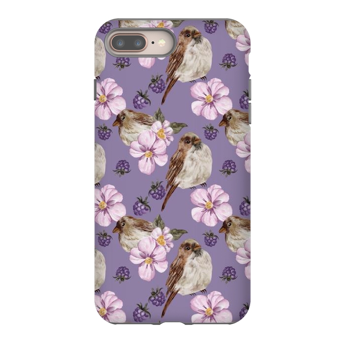 iPhone 7 plus StrongFit Lovely birds, dark purple by Flowery Stories