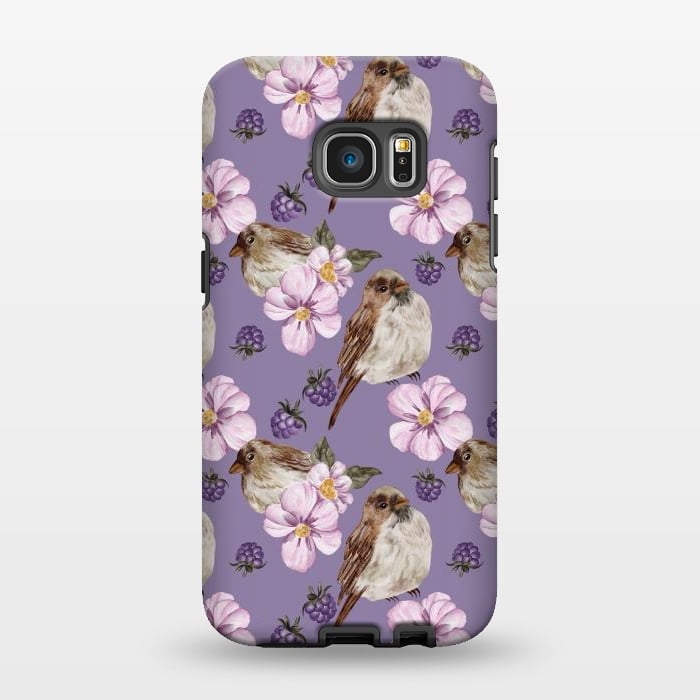 Galaxy S7 EDGE StrongFit Lovely birds, dark purple by Flowery Stories